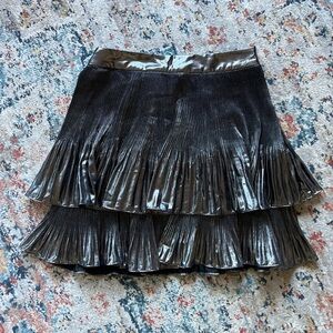 Boden Shiny Black Tiered Mini Skirt